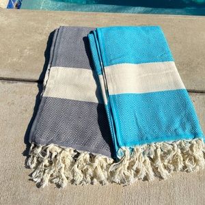 2 Premium Turkish Beach Peshtemal Cotton Towels